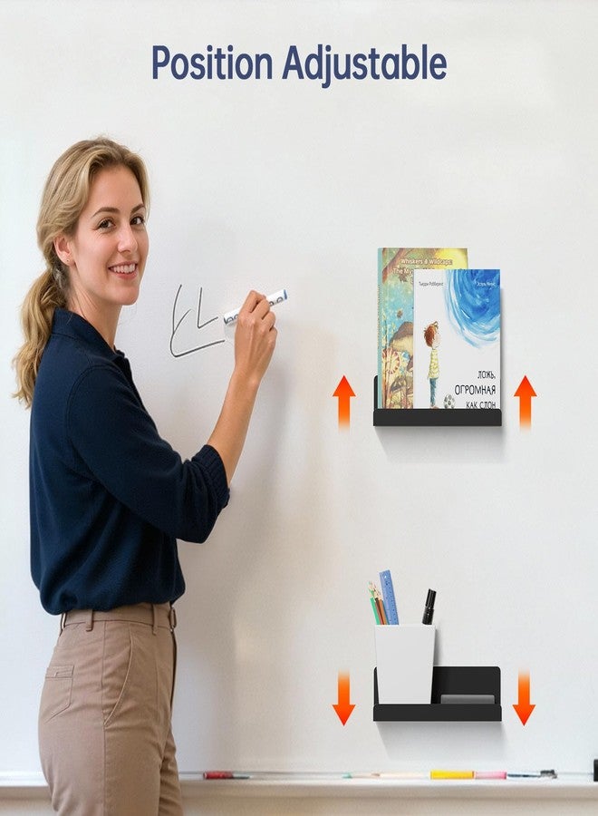 PAVSTINE 2 Pack Magnetic Book Shelf for Whiteboard, 8 Inch Reusable Acrylic Magnetic Shelves, Floating Display Shelf for Classroom, Office, Kitchen, Kids Room (Black) - Image 4