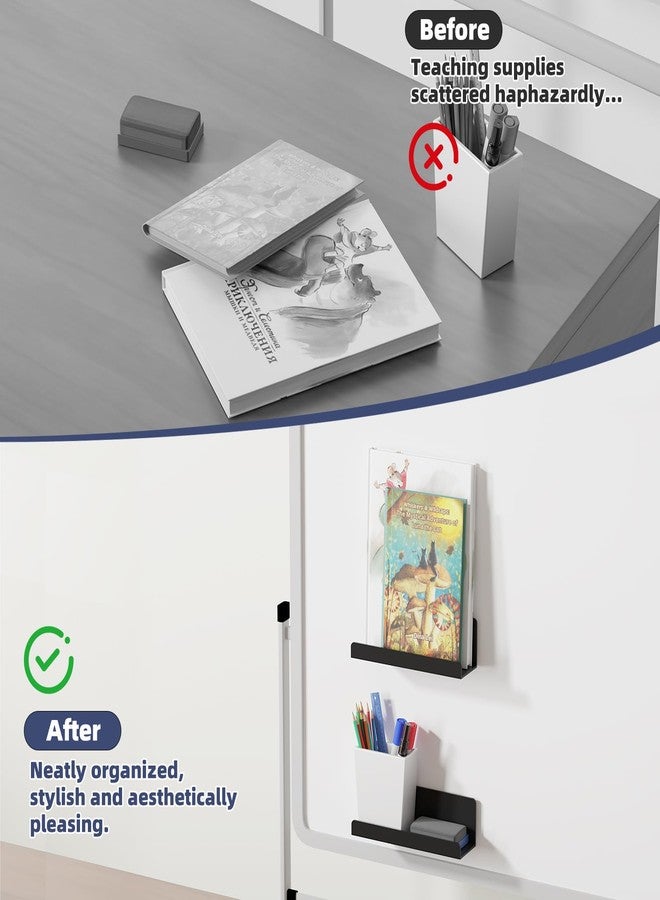 PAVSTINE 2 Pack Magnetic Book Shelf for Whiteboard, 8 Inch Reusable Acrylic Magnetic Shelves, Floating Display Shelf for Classroom, Office, Kitchen, Kids Room (Black) - Image 5