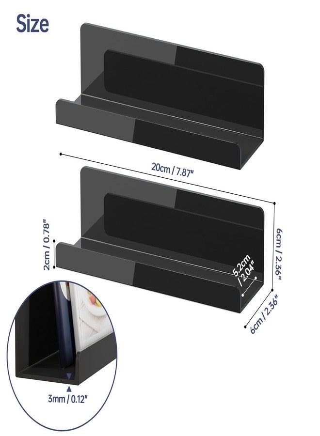 PAVSTINE 2 Pack Magnetic Book Shelf for Whiteboard, 8 Inch Reusable Acrylic Magnetic Shelves, Floating Display Shelf for Classroom, Office, Kitchen, Kids Room (Black) - Image 2