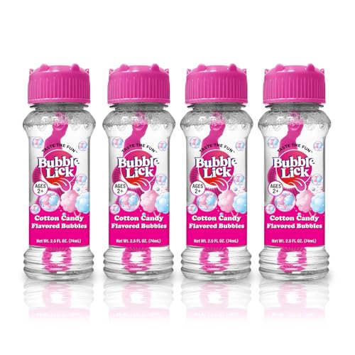 BubbleLick Bubble Lick Cotton Candy Flavored Bubbles 4 Pack USA Made Safe to Lick Fun for Kids Families and Dog - Image 1