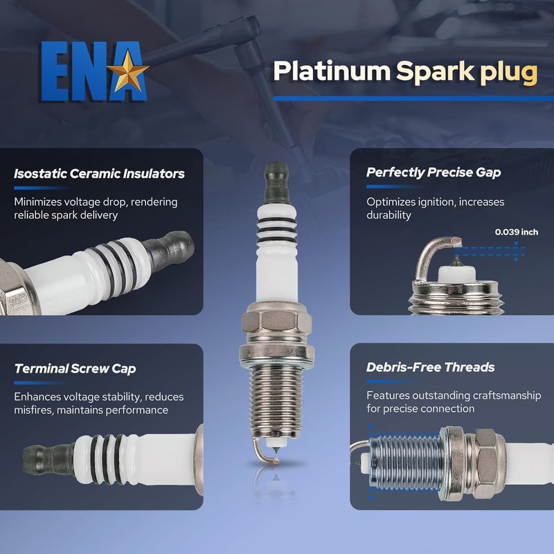 ENA Ignition Coil Pack and Platinum Spark Plug Set of 4 for Honda Fit 2007-2008 1.5L L4 - Image 5