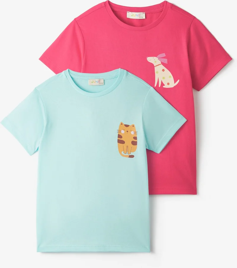 جون Girls Short Sleeve 2-Piece Printed T-Shirt