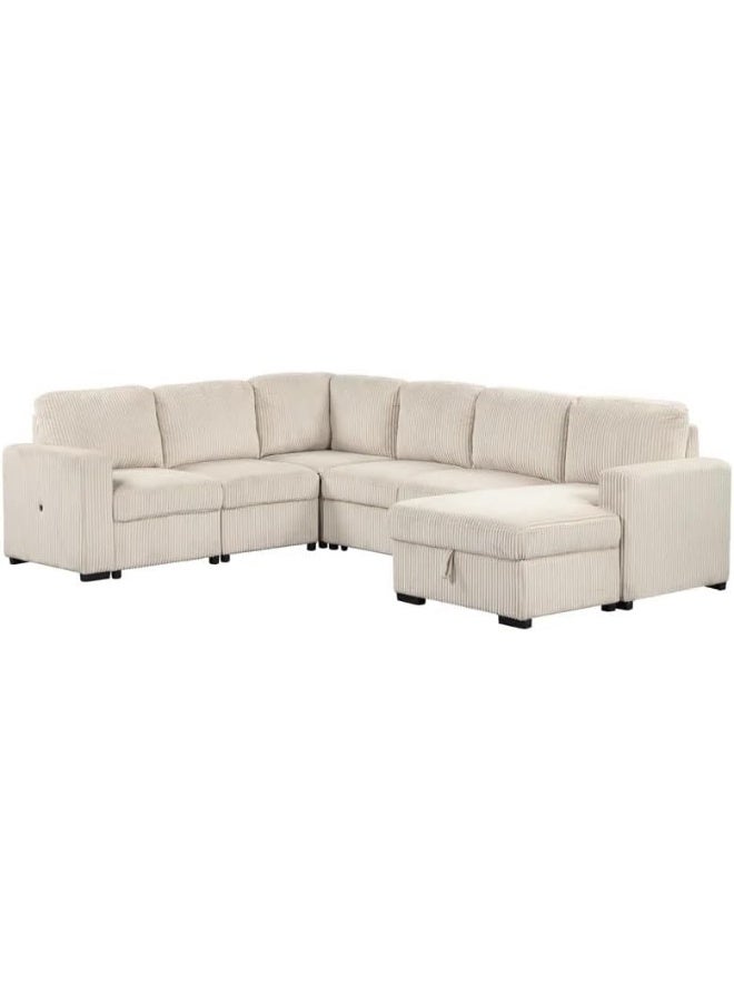 Zayn comforts Oversized U-Shape Sleeper Sectional Sofa with Storage Chaise – Convertible Modular Couch with Pull-Out Bed (Beige, Left Chaise) - Image 5