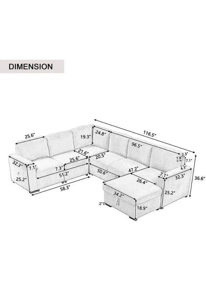 Zayn comforts Oversized U-Shape Sleeper Sectional Sofa with Storage Chaise – Convertible Modular Couch with Pull-Out Bed (Beige, Left Chaise) - Image 2