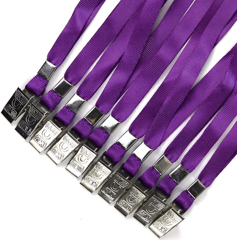 Beebel Purple Lanyards 100 Pack Nylon Flat Badge Lanyard for Id Badge Name Tag (Purple, 100 Pack) - Image 5