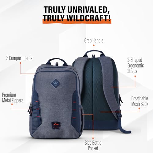 Wildcraft Polyester Backpack for Unisex Expedition LPBP 35 4 Compartment Laptop Backpack | Unisex Durable Lightweight & Stylish Ideal for Travel School Work & Daily Use (Blk_Twill),Grey - Image 4