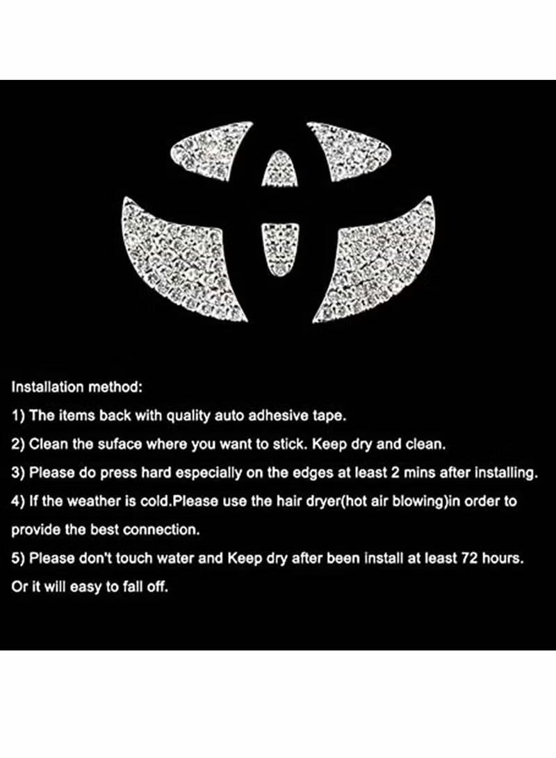 Generic Bling Steering Wheel Logo Caps for Toyota, DIY Diamond Crystal Sparkly Steering Wheel Emblem Accessories Badge Interior Decorations Compatible for Women for All Toyota - Image 3