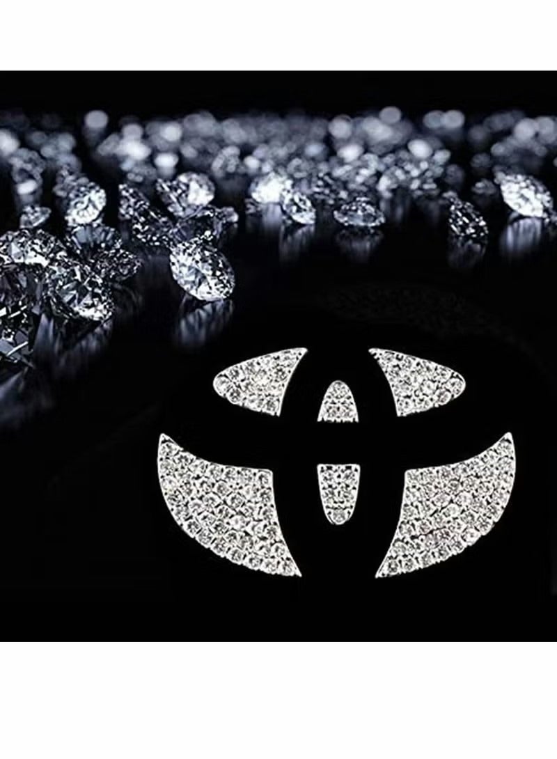Generic Bling Steering Wheel Logo Caps for Toyota, DIY Diamond Crystal Sparkly Steering Wheel Emblem Accessories Badge Interior Decorations Compatible for Women for All Toyota - Image 2