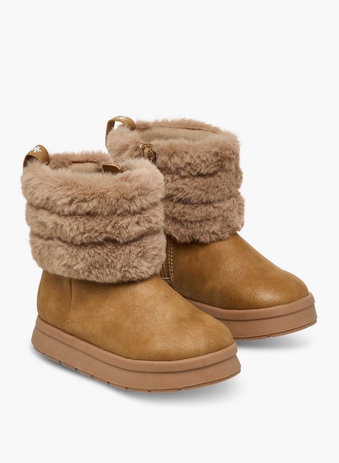 JUNIORS Faux Fur Boots with Zip Closure - Image 3