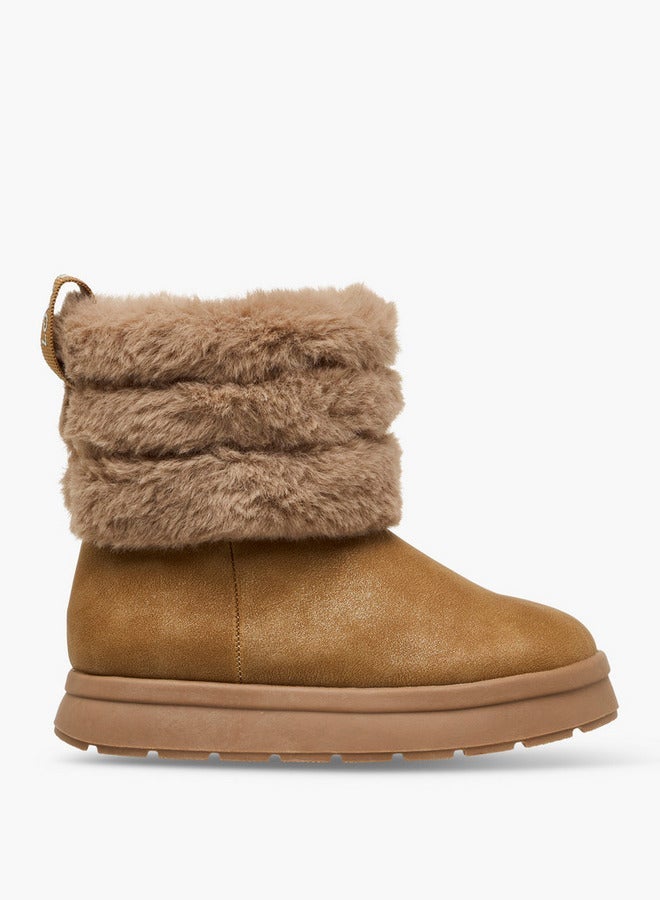 JUNIORS Faux Fur Boots with Zip Closure - Image 1