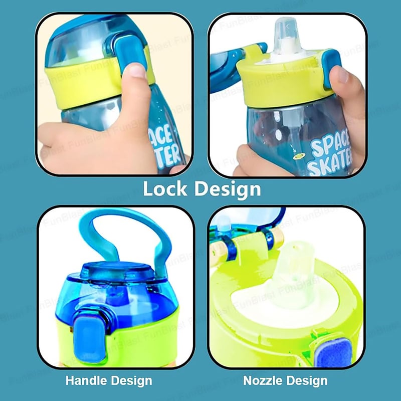 FunBlast زجاجة ماء لطيفة للفتيات - زجاجة شرب كرتونية مضادة للتسرب للأطفال (630 مل) (حورية البحر) - تريتان، عبوة من 1، متعددة الألوان - Image 5