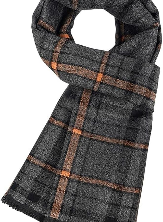 GSHLLO Mens Classic Winter Scarf Long Plaid Pattern Cashmere Feel Soft Neck Wrap - Image 2