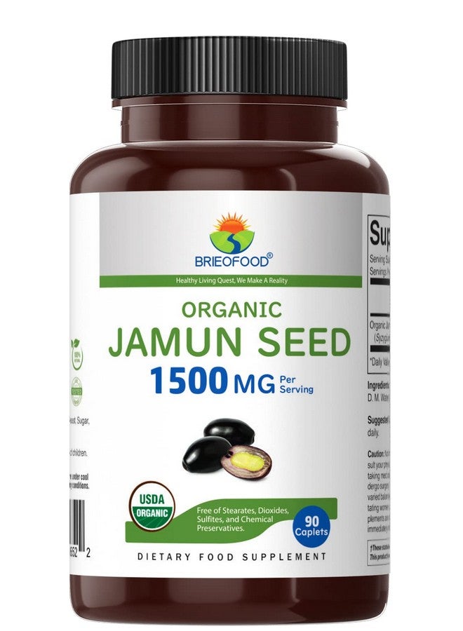Brieofood Organic Jamun Seed 1500mg, 45 Servings, Vegetarian, Gluten Free, 90 Vegetarian Tablets - Image 2