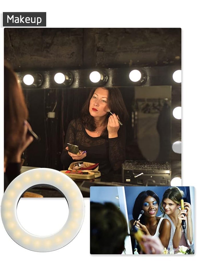 XINBAOHONG Selfie Ring Light, Rechargeable Portable Clip On Selfie Fill Light, LED Smart Phone Photography With Three Lighting Mode, Clip On Light For Phones, (1pc, White) - Image 2