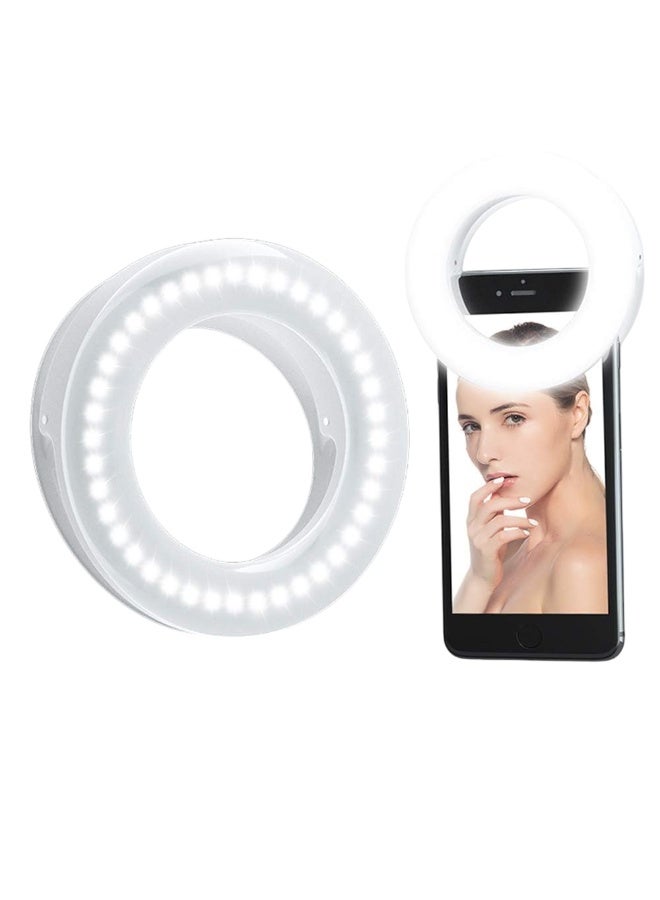 XINBAOHONG Selfie Ring Light, Rechargeable Portable Clip On Selfie Fill Light, LED Smart Phone Photography With Three Lighting Mode, Clip On Light For Phones, (1pc, White) - Image 1