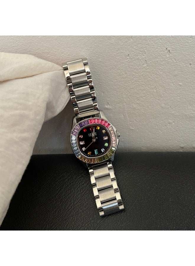 اياكي ساعة كوارتز نسائية فاخرة مرصعة بالألماس - Image 3