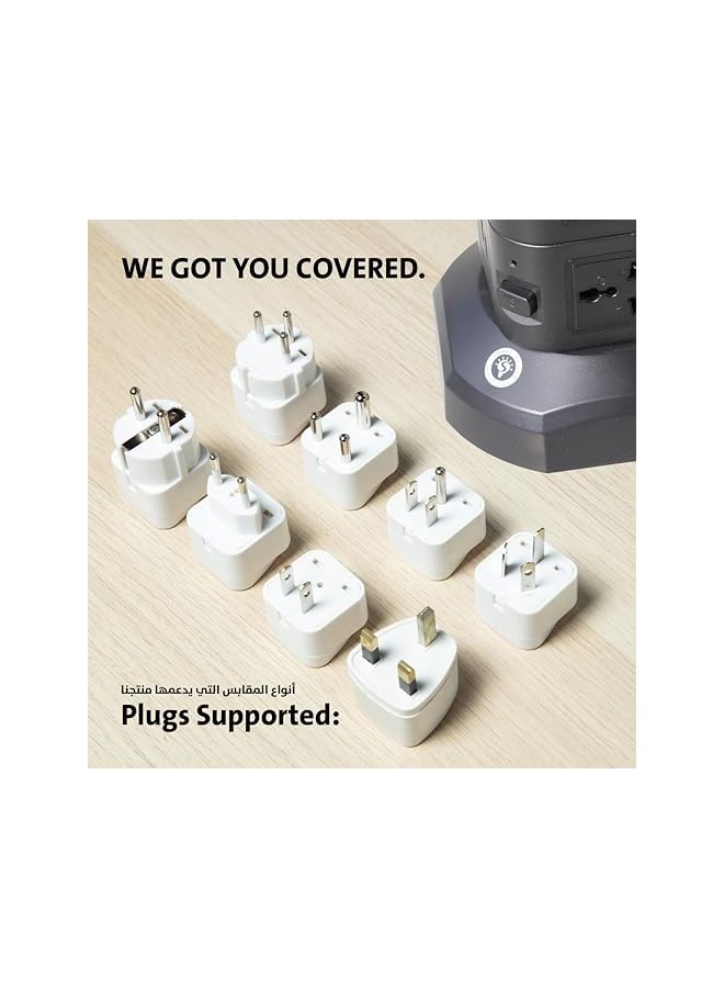 Smart Design Solutions Smart Design Solutions Tower Extension Cord Surge Protector - 15-Socket Power Strip with USB Ports & 3M Cable (4 Layers-Black)  - Image 5