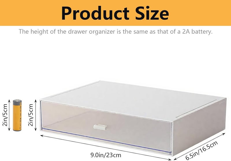 kulusion Desk Organizer with Drawers Stackable Storage Drawers, Plastic Compact Desk Storage Box Great for Office School Home Small Space- 1drawers (White) - Image 3