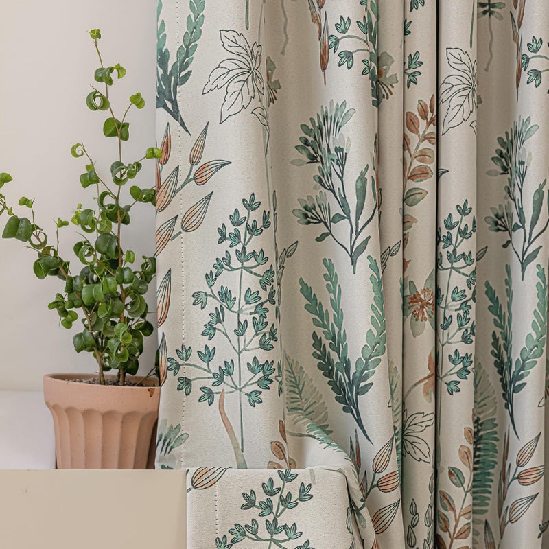SUOUO Floral Blackout Curtains for Bedroom 96 inches Long Patterned Green Leaf Botanical Thermal Insulated Window Drapes for Living Room 2 Panels - Image 5