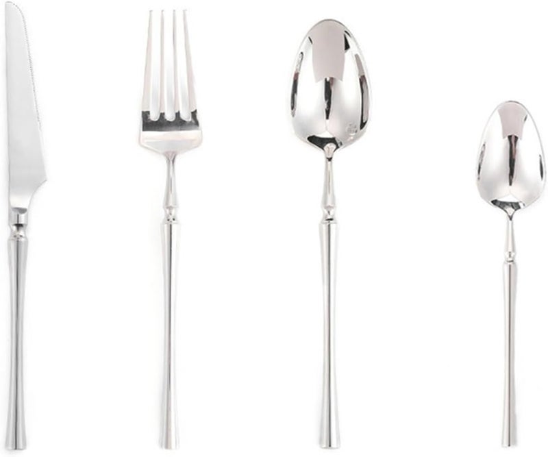 304 Mirror Stainless Steel Dinner Knife Fork Spoon Dinnerware Set Luxury Cutlery Silverware Steak Coffee Dessert Fruit Tableware(4 PSC-SET A) - Image 1