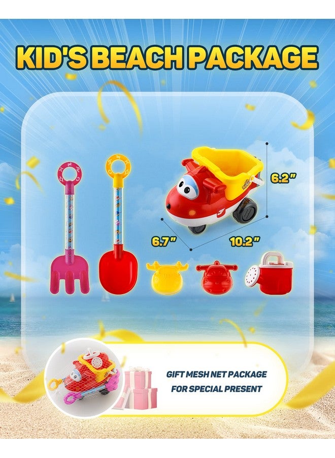 SUPER WINGS Beach Toys Sand Toys - Super Wings Toys Playset - Beach Toys for Kids Age 3-5 - Sandbox Toys 6 Pieces Including Shovel, Rake, Watering Can, Sand Trucks Set and 2 Sand Molds - Image 2