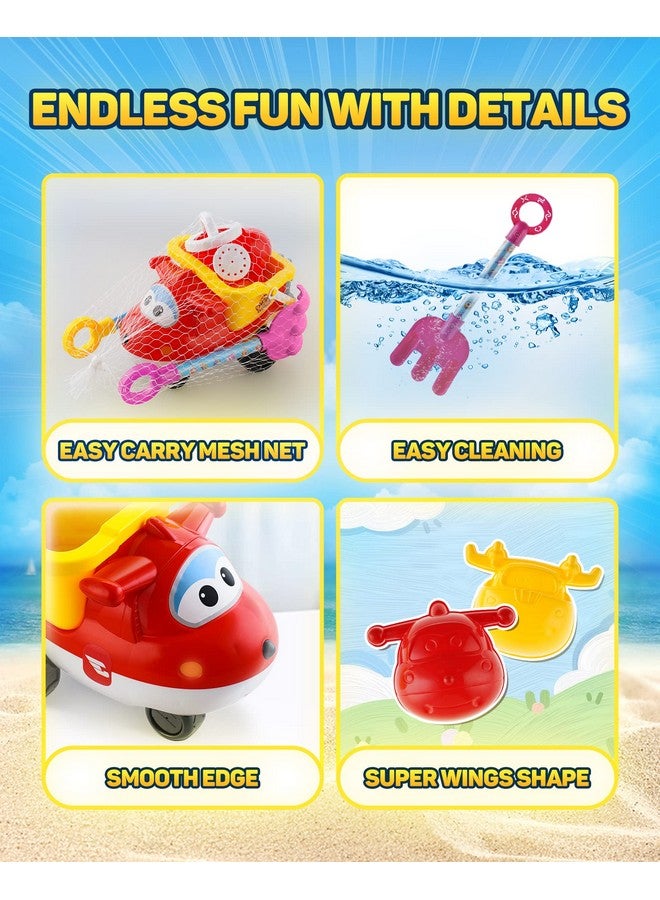 SUPER WINGS Beach Toys Sand Toys - Super Wings Toys Playset - Beach Toys for Kids Age 3-5 - Sandbox Toys 6 Pieces Including Shovel, Rake, Watering Can, Sand Trucks Set and 2 Sand Molds - Image 3