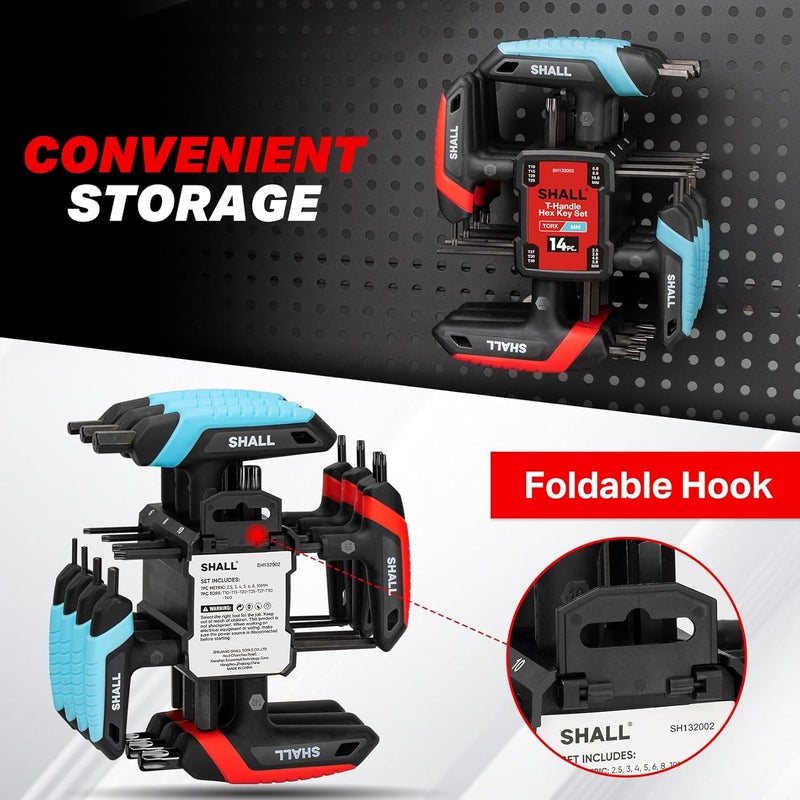 SHALL 14-Piece T-Handle Hex Key Set (Metric & Torx) - Image 3
