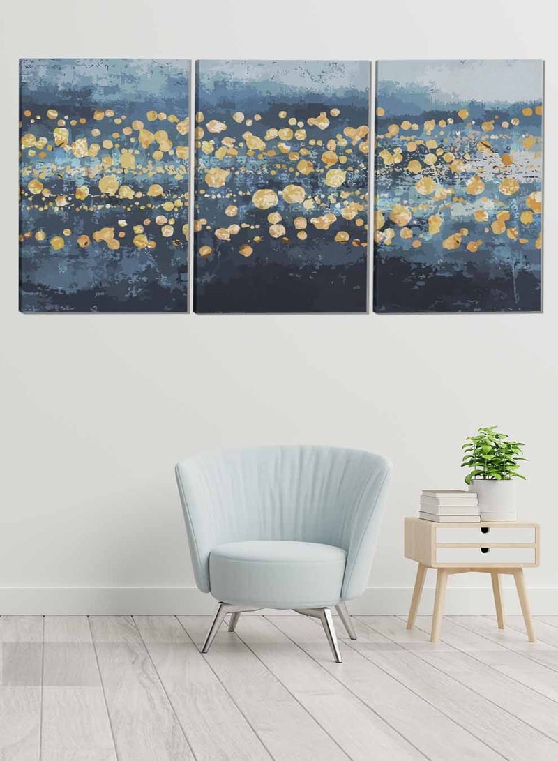 لوحة طقم من ٣ لوحات كانفاس على إطار خشبي تصميم رسم تجريدي للمنزل غرفة المعيشة المكتب الديكور - Image 1