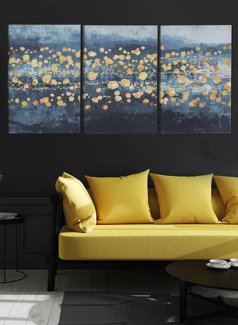 لوحة طقم من ٣ لوحات كانفاس على إطار خشبي تصميم رسم تجريدي للمنزل غرفة المعيشة المكتب الديكور - Image 3