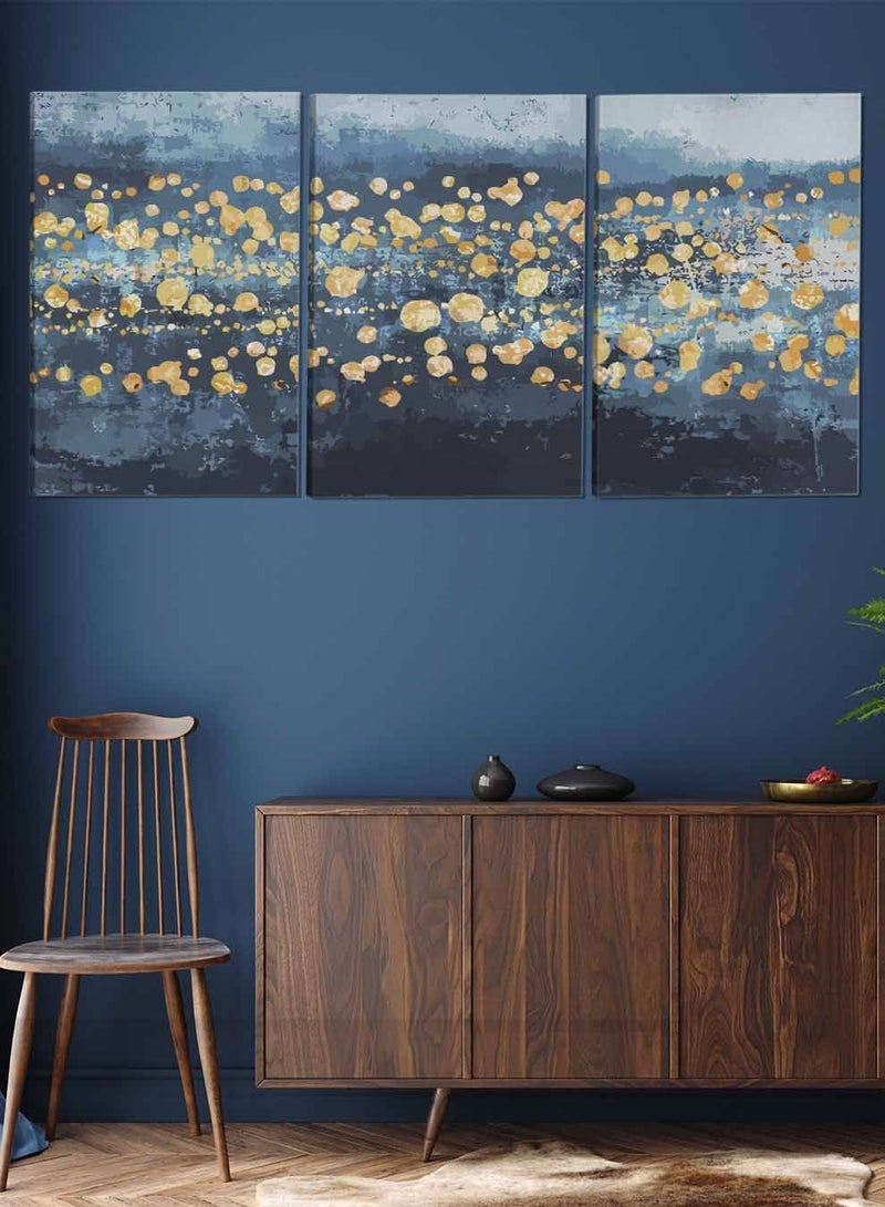 لوحة طقم من ٣ لوحات كانفاس على إطار خشبي تصميم رسم تجريدي للمنزل غرفة المعيشة المكتب الديكور - Image 2