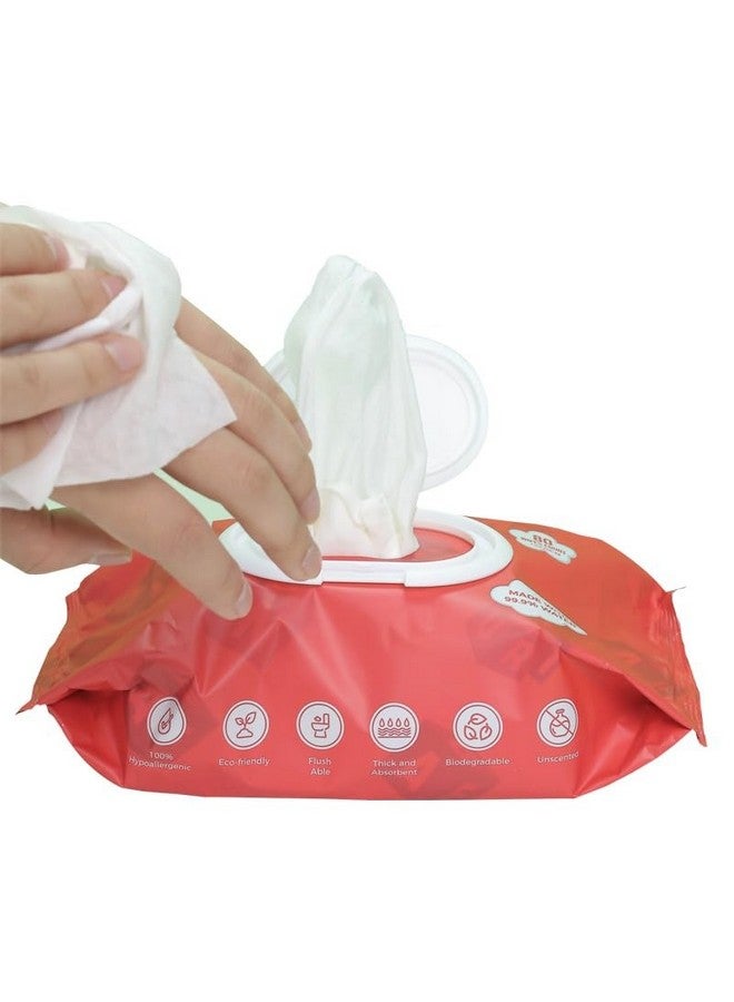 B.B. Klean Flushable Baby Wipes | Hypoallergenic | Sensitive Skin | Thick & Absorbent | Durable | Unscented | 99.9% Water | Eco-Friendly | 80 Wipes Inside (4) - Image 5