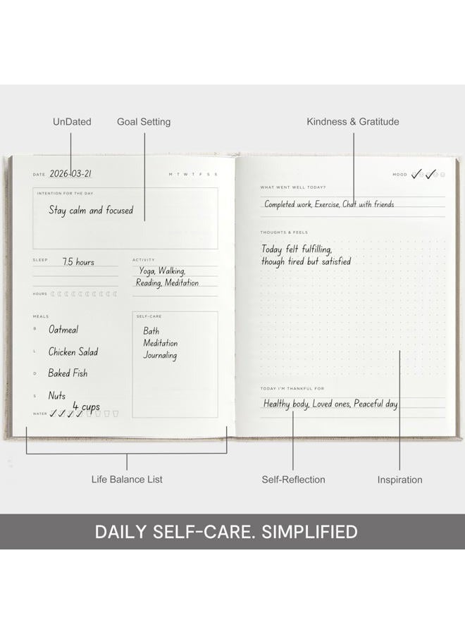 &And Per Se Wellness Journal – 91-Day Guided Self Care & Mental Health Planner | Track Sleep, Diet & Goals with Lay-Flat Hardcover | Gift-Ready, Undated (Blush) - Image 3