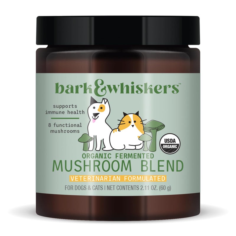 Dr. Mercola Bark & Whiskers Organic Fermented Mushroom Blend - Cat & Dog Supplement - Supports Digestive & Immune Health - Free from Additives, Filler & Gluten - 2.11 oz. (60 Scoops) - Image 1