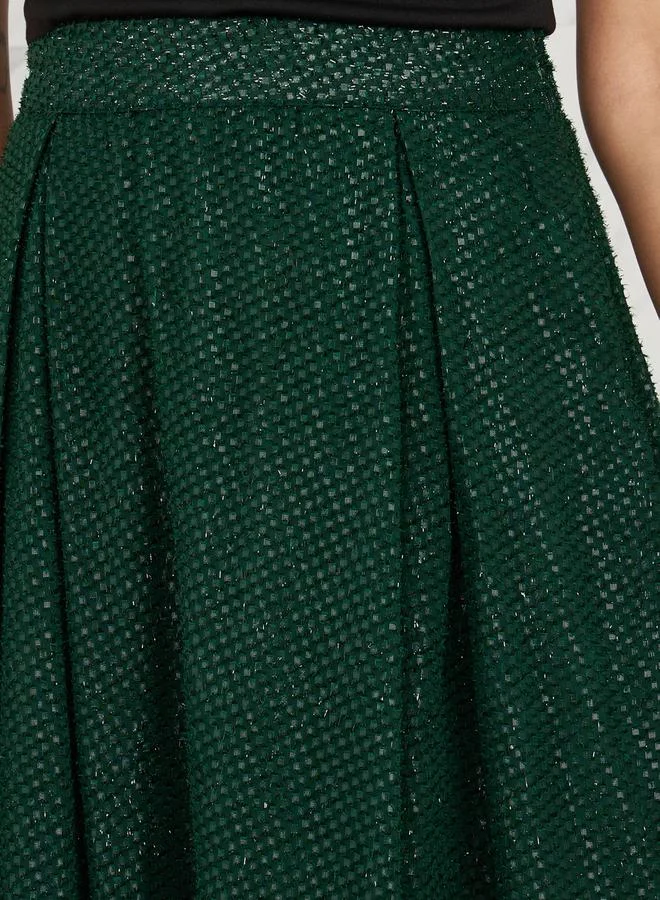 Styli Dobby Textured Bow Pleat A-Line Maxi Skirt