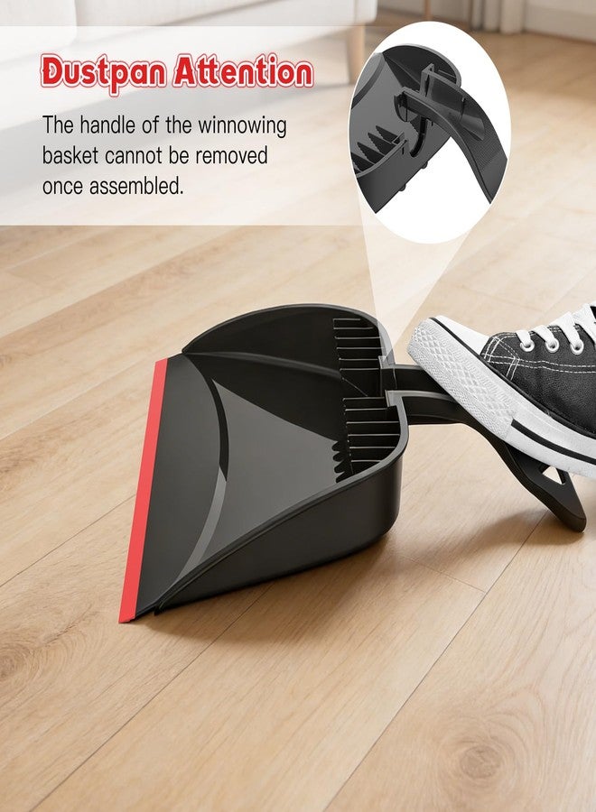 EZKEY Broom and Step-on Dustpan Set, 59-in Adjustable Long Handle Broom with Dustpan Combo Set Outdoor Angle Broom for Sweeping Indoor Dust Pet Hair for Cleaning Kitchen Garage Deck Patio, Black&Red - Image 5