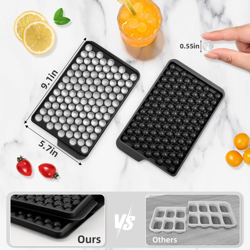 WIBIMEN Mini Ice Cube Trays, 0.55â€ Tiny Pebble Ice for Iced Coffee & Cocktails, Fast Chill, Easy Twist Release, Stackable with Lid & Storage Bin (4 Pack, Black) - Image 5