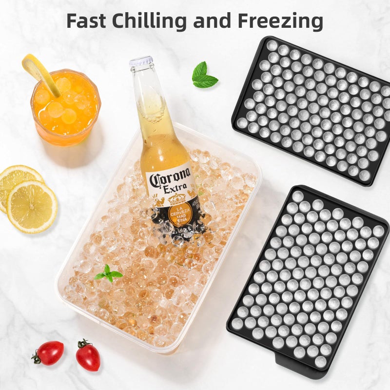 WIBIMEN Mini Ice Cube Trays, 0.55â€ Tiny Pebble Ice for Iced Coffee & Cocktails, Fast Chill, Easy Twist Release, Stackable with Lid & Storage Bin (4 Pack, Black) - Image 3