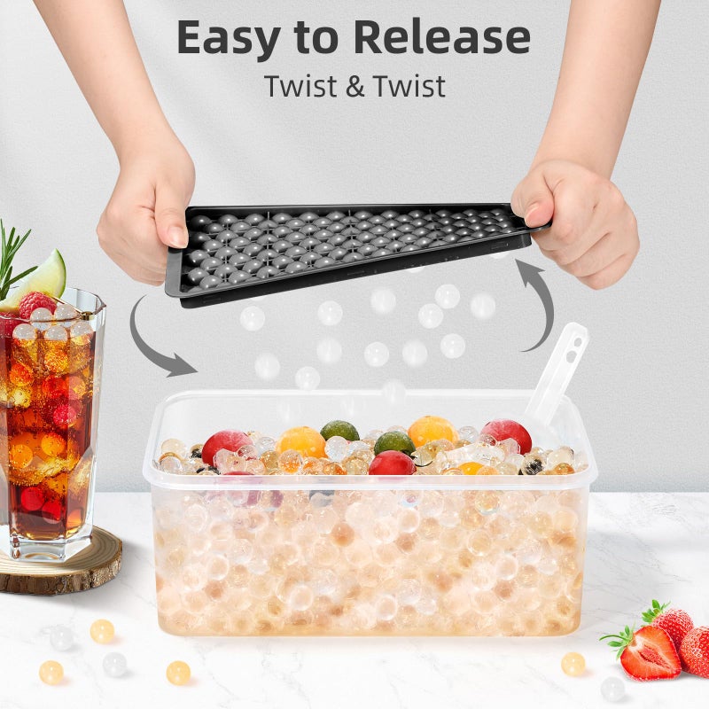 WIBIMEN Mini Ice Cube Trays, 0.55â€ Tiny Pebble Ice for Iced Coffee & Cocktails, Fast Chill, Easy Twist Release, Stackable with Lid & Storage Bin (4 Pack, Black) - Image 2