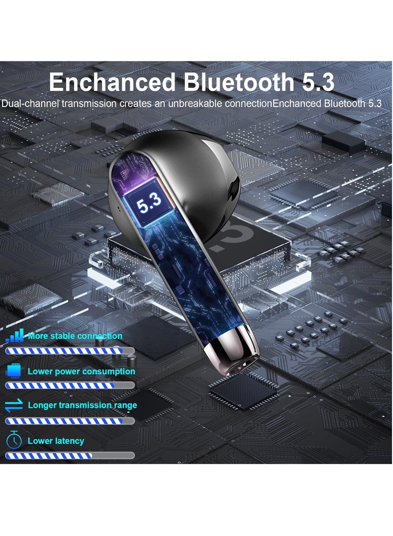 Excefore Wireless Earbuds, Bluetooth 5.3 Headphones with Stereo Bass, 42H Playtime, In-Ear Earphones, Noise Cancelling, USB-C, LED Display, IP7 Waterproof Sport Headset for Android and iOS - Image 2