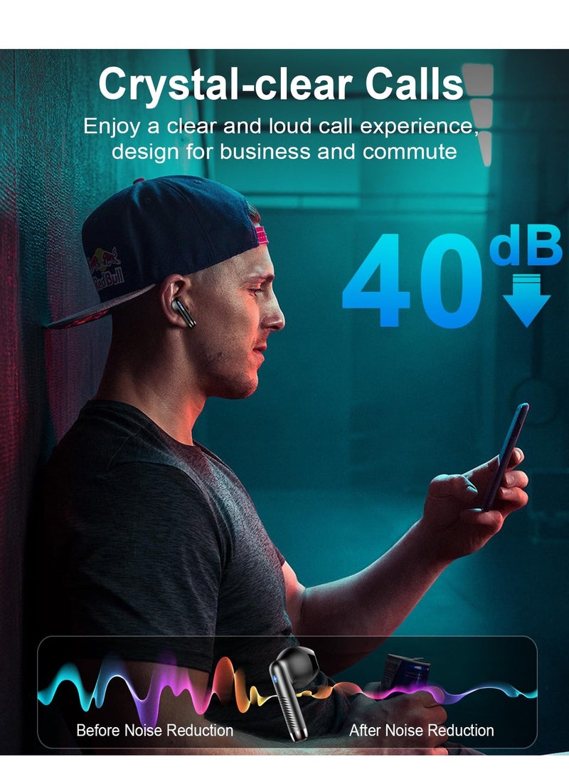 Excefore Wireless Earbuds, Bluetooth 5.3 Headphones with Stereo Bass, 42H Playtime, In-Ear Earphones, Noise Cancelling, USB-C, LED Display, IP7 Waterproof Sport Headset for Android and iOS - Image 4