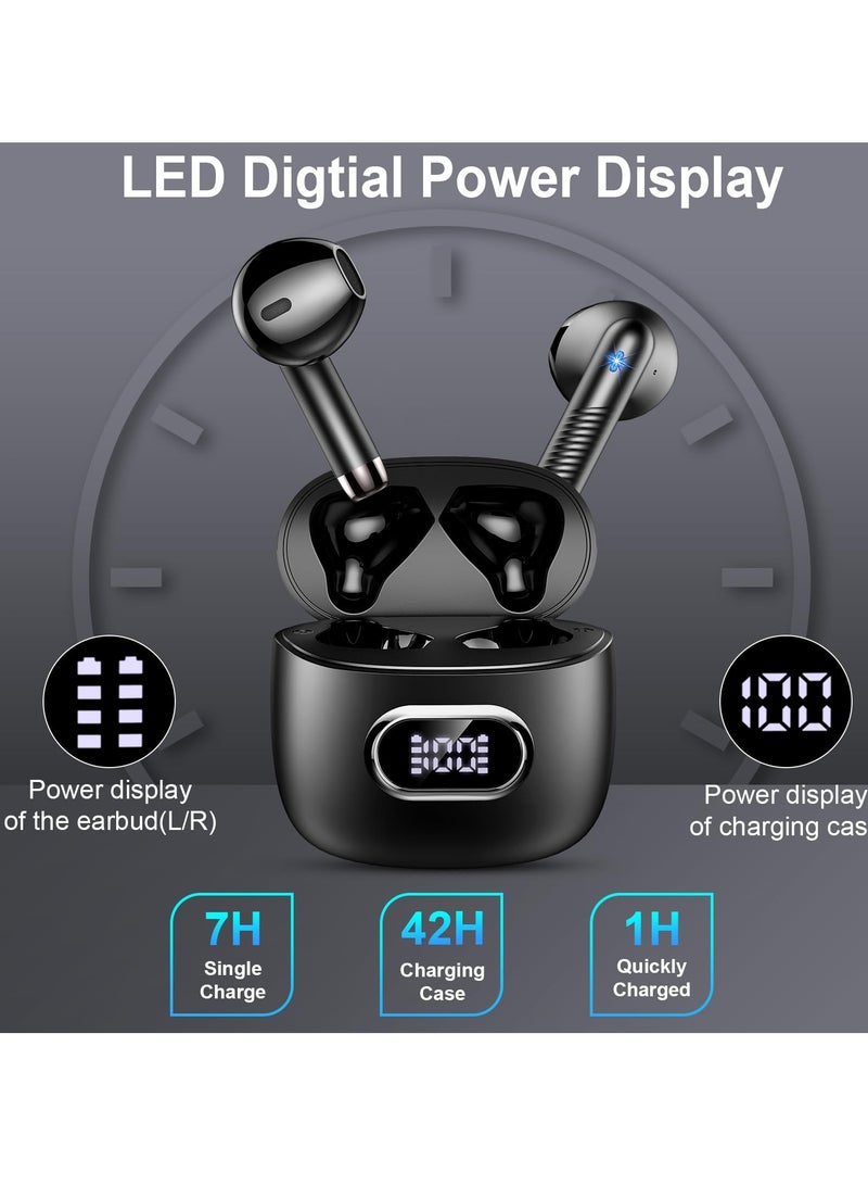 Excefore Wireless Earbuds, Bluetooth 5.3 Headphones with Stereo Bass, 42H Playtime, In-Ear Earphones, Noise Cancelling, USB-C, LED Display, IP7 Waterproof Sport Headset for Android and iOS - Image 5