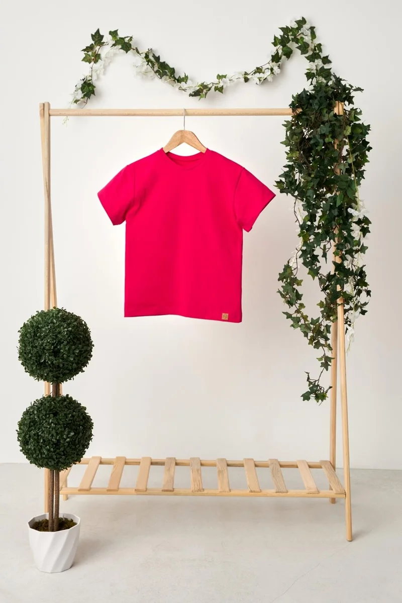 بيبيجيز Fuchsia Girl's Short Sleeve Crew Neck Anti-Sweat, Comfortable Cotton Combed Cotton T-Shirt