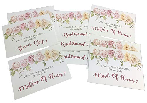 QualityVibe Will You Be My Bridesmaid 16 Cards With Matching Size White Envelopes For 10 Bridesmaids, 2 Matron of Honor, 2 Maid of Honor & 2 Flower Girls Card For Bride To help Tie the know. (Rose Pink) - Image 1