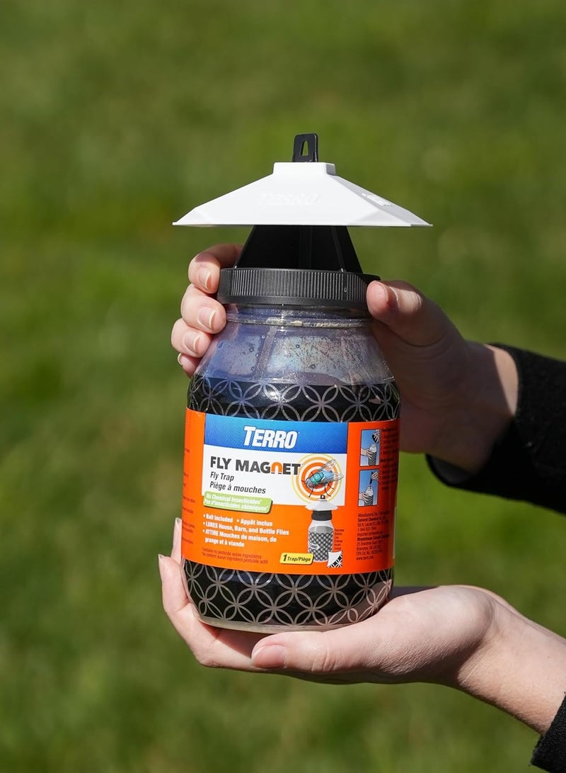 مصيدة ذباب قابلة لإعادة الاستخدام مع عبوة طُعم ذباب وتعليق قوي - Image 2