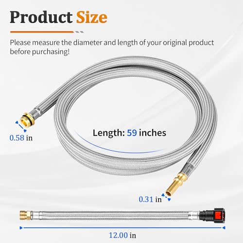 Ophjerg 88624000 Pullout Hose Combo Kit for Hansgrohe Kitchen Faucets Spray Hoses Replacement Part 95507000 9550600059inch Length Pulldown Spray Hose with Brass Connectors and 105Inch QuickConnector - Image 3