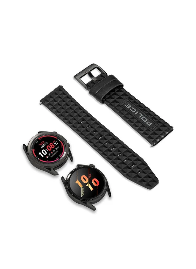 بوليس Pyramid Black Leather Watch Straps