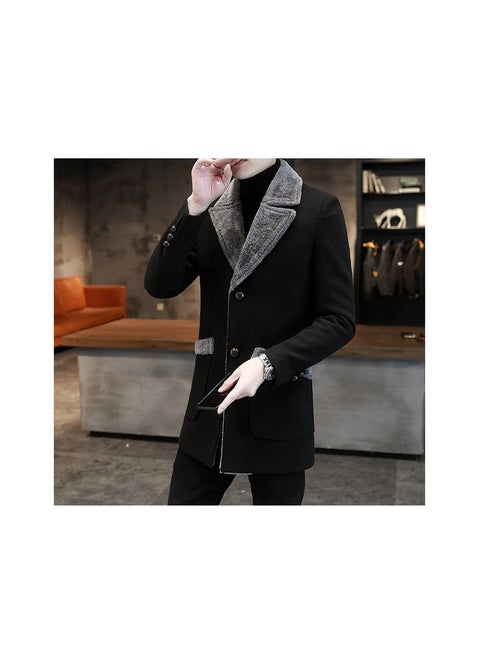 Squality  Breasted Long Coat Men Black