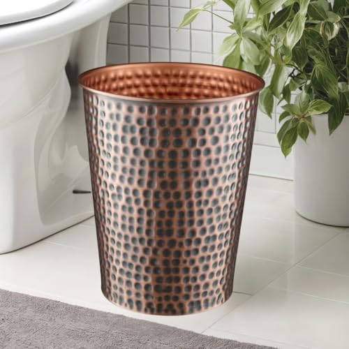 Monarch Abode Handcrafted Metal Wastebasket Trash Can for Home Office Bedroom, Decorative Wastebasket, Modern Bathroom Decor, Durable, Hand Hammered, Antique Copper Finish - Image 4