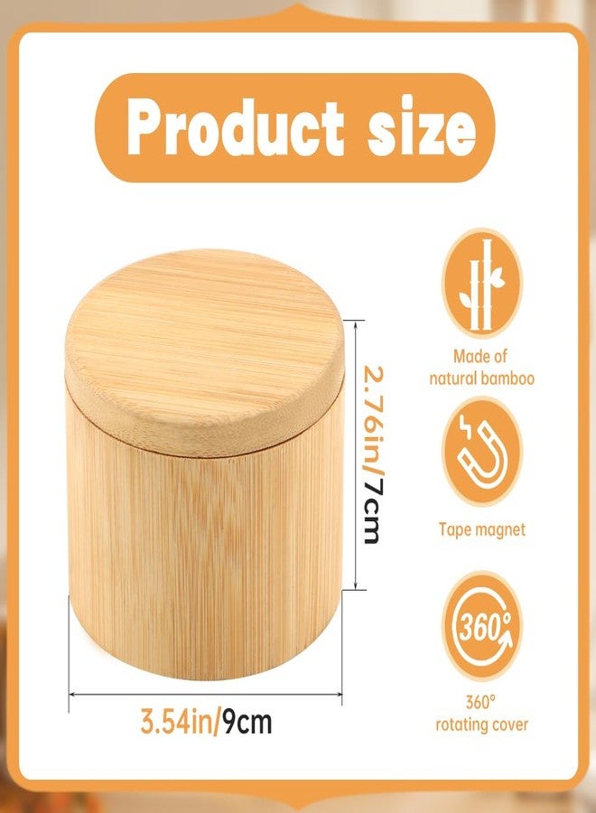 Loyanger Bamboo Salt Cellar with Built-in Spoon, Salt Container Sal-t Box Bowl with Magnetic Swivel Lid, Kitchen Spice Holder Saver Jar for Sal-t Pepper Seasonings(SIZE:6oz) - Image 2