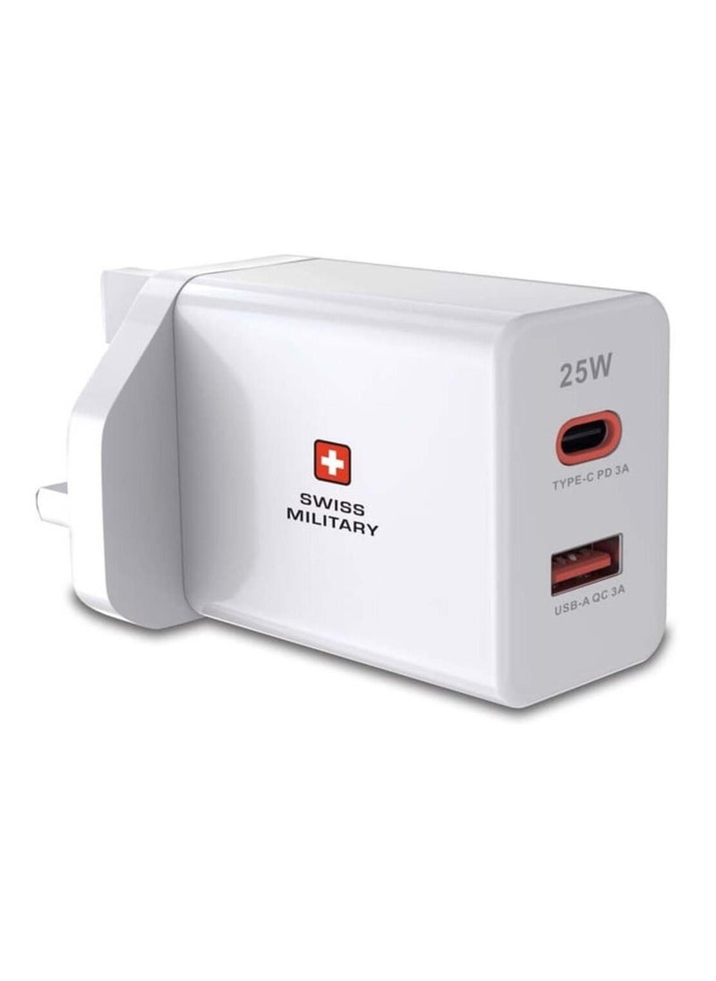 SWISS MILITARY - Swiss Military 25W Dual Port USB Charger White - Image 1